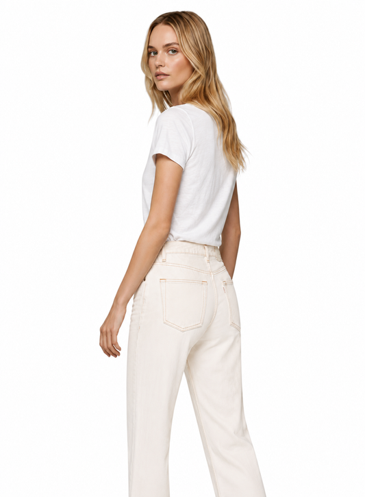 STRETCH LINEN S/S CREWNECK