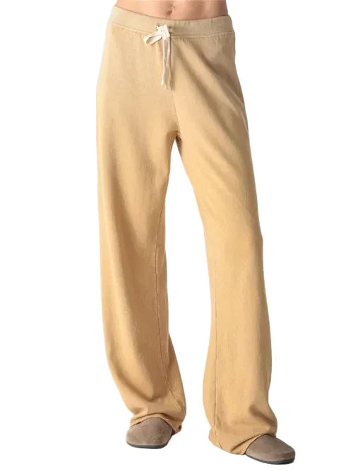 Model wearing the tan Haven Pant